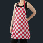 Cranberry fizz checkerboard pattern schürze<br><div class="desc">A red and white checkerboard pattern fills the entire image. The grid is evenly spaced,  creating a balanced,  symmetrical,  and vibrant visual.</div>