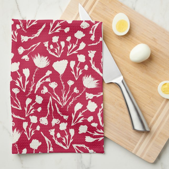 Cranberry Floral for Kitchen Gift Geschirrtuch (Viertel Falte)