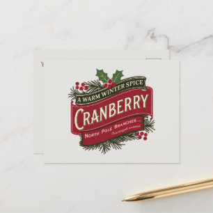 Cranberry-Gewürz-Nachricht am Nordpol Feiertagspostkarte