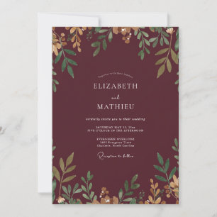 Cranberry Gold Leaf Hochzeit Einladung