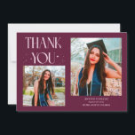 Cranberry Graduate Thank You 2-Photo  Ankündigung<br><div class="desc">Modern and whimsical graduation announcement photo card featuring 2 photos on the front and 1 on the back. The text says "THANK YOU" with twinkling stars. Add the graduate's name,  information,  and message to personalize this card. Cranberry.</div>