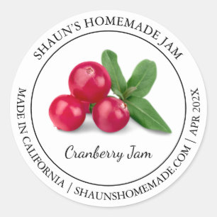 Cranberry Jam Modern Label Runder Aufkleber