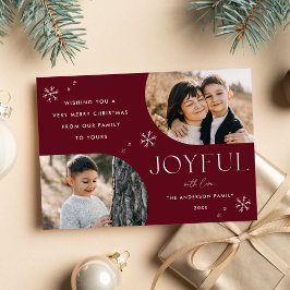 Cranberry Joyful Snowflake Horizontal Arch 2 Photo Feiertagskarte