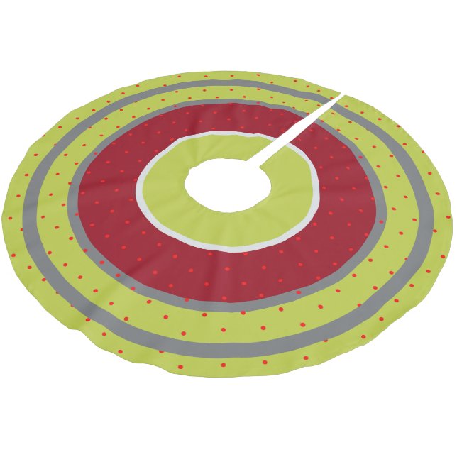 Cranberry Limon Polka-dot Polyester Weihnachtsbaumdecke (Schrägansicht)