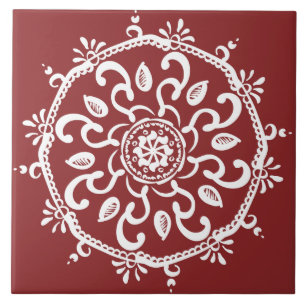 Cranberry Mandala Fliese