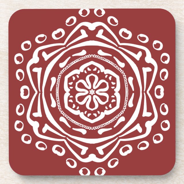 Cranberry Mandala Getränkeuntersetzer (Vorderseite)