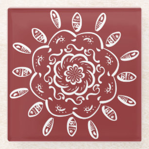 Cranberry Mandala Glasuntersetzer