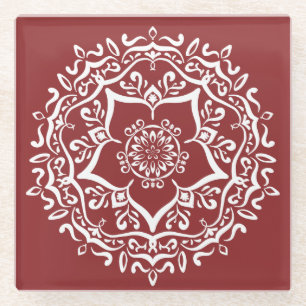 Cranberry Mandala Glasuntersetzer