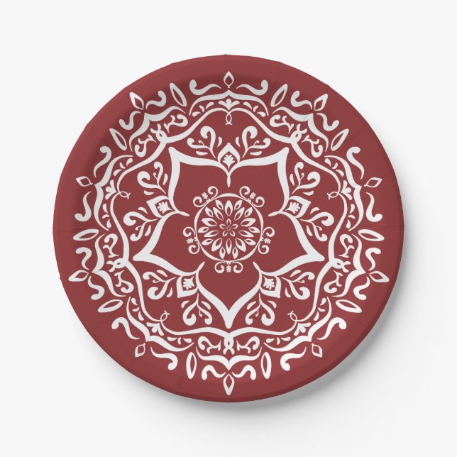 Cranberry Mandala Pappteller (Vorderseite)