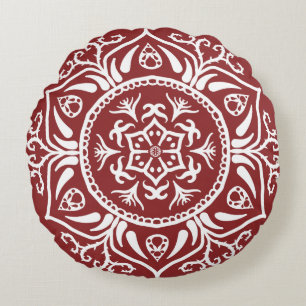 Cranberry Mandala Rundes Kissen