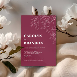 Cranberry Moderne Blumenhochzeit Einladung