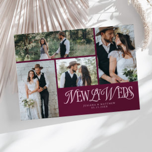 Cranberry Newlyweds Multi Foto Wedding Ankündigung