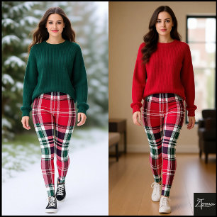 Cranberry-Pflaume-Wald-Tartan-Winter-Kariert Leggings