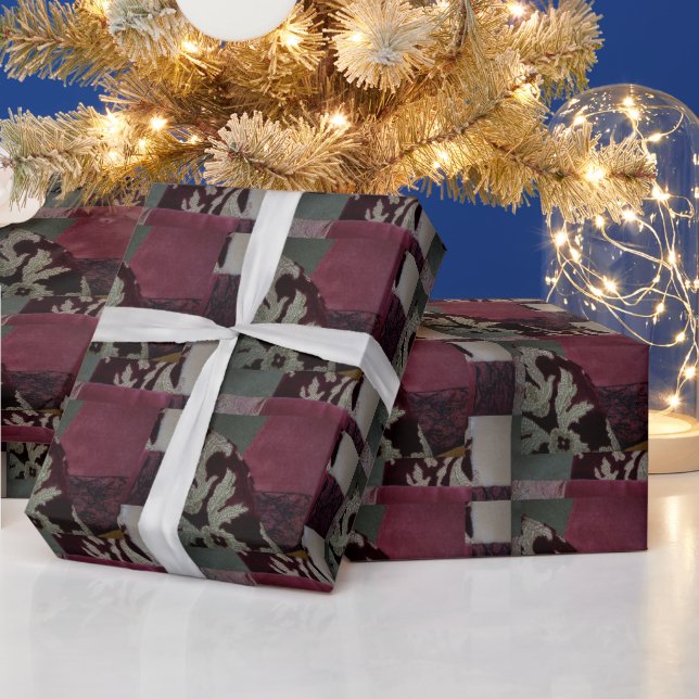 Cranberry Quilt Patchwork Look Geschenkpapier (Feiertage)