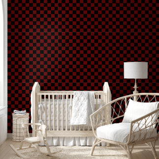 Cranberry Red and Black Checkerboard Pattern Tapete