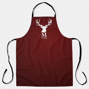 Cranberry Red Elk Buer Monogramm Familienname Schürze