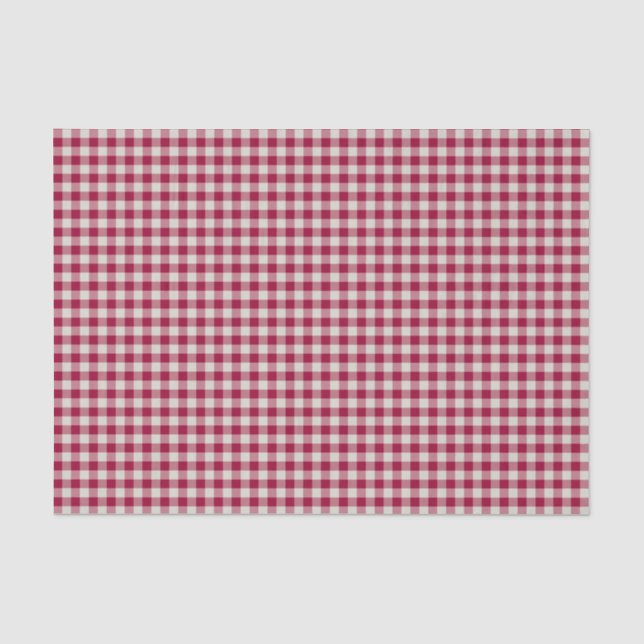 Cranberry Red Gingham Kariert Rustikaler Urlaub Seidenpapier (Vorderseite)
