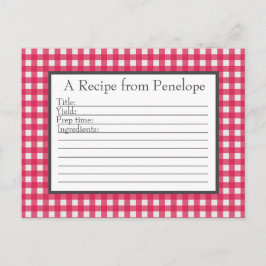 Cranberry Red Gingham Pattern Rezept Card Postkarte