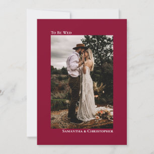 Cranberry Red Minimalistisch Vertical Foto Wedding Einladung