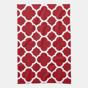Cranberry Red Quatrefoil Pattern Küchentuch
