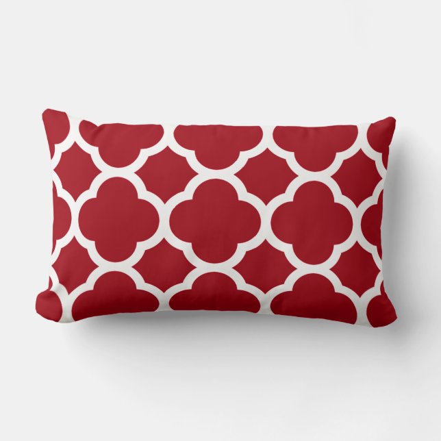 Cranberry Red Quatrefoil Pattern Lendenkissen (Vorderseite)