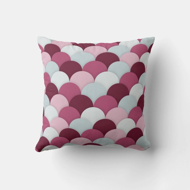 Cranberry Red Scallop Pattern Throw Kissen (Rückseite)