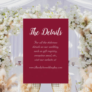 Cranberry Red Simple Style Wedding Details Begleitkarte