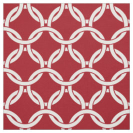 Cranberry Red, White Linked Circles Muster #1 Stoff