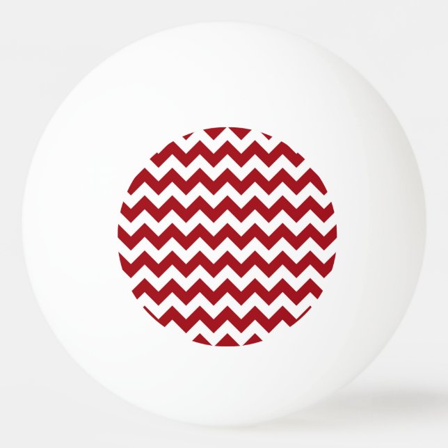 Cranberry Red White Zickzack Zig-Zag Muster Tischtennisball (Vorderseite)