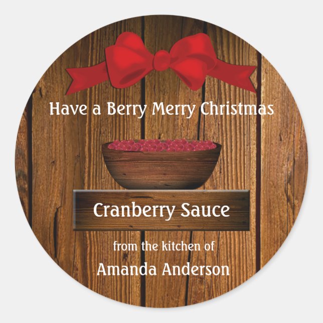 Cranberry Rustic Wohnen Weihnachten Runder Aufkleber (Vorderseite)