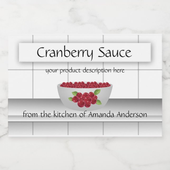 Cranberry Sauce Carreaux de cuisine 3x2 Étiquette  (Étiquettes simples)
