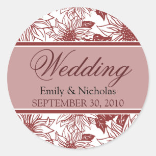 Cranberry Sunflowers Hochzeitliches Siegel Runder Aufkleber