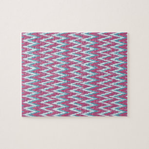 Cranberry und Aquamarines iKat ZigZag Muster