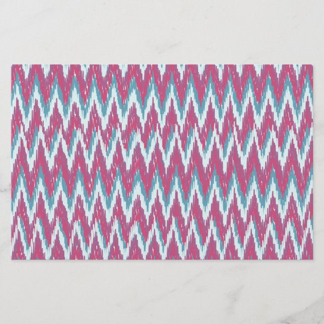 Cranberry und Aquamarines iKat ZigZag Muster Briefpapier (Vorderseite)