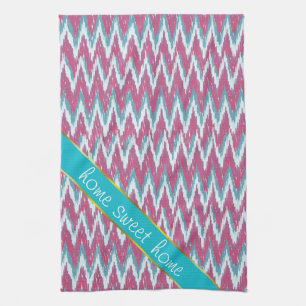 Cranberry und Aquamarines iKat ZigZag Muster Geschirrtuch