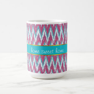 Cranberry und Aquamarines iKat ZigZag Muster Kaffeetasse