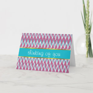 Cranberry und Aquamarines iKat ZigZag Muster Karte