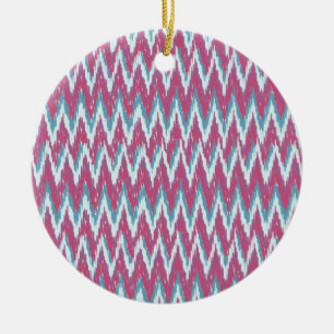 Cranberry und Aquamarines iKat ZigZag Muster Keramikornament