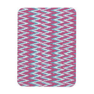 Cranberry und Aquamarines iKat ZigZag Muster Magnet