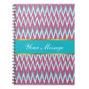 Cranberry und Aquamarines iKat ZigZag Muster Notizblock
