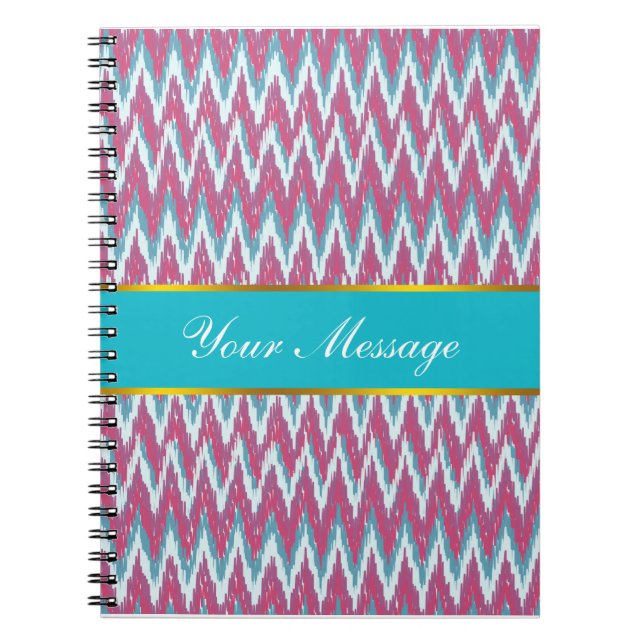 Cranberry und Aquamarines iKat ZigZag Muster Notizblock (Vorderseite)