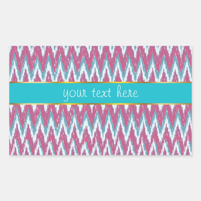 Cranberry und Aquamarines iKat ZigZag Muster Rechteckiger Aufkleber (Vorderseite)