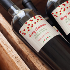 Cranberry und Popcorn Rustikale Beadboard Weihnach Weinetikett