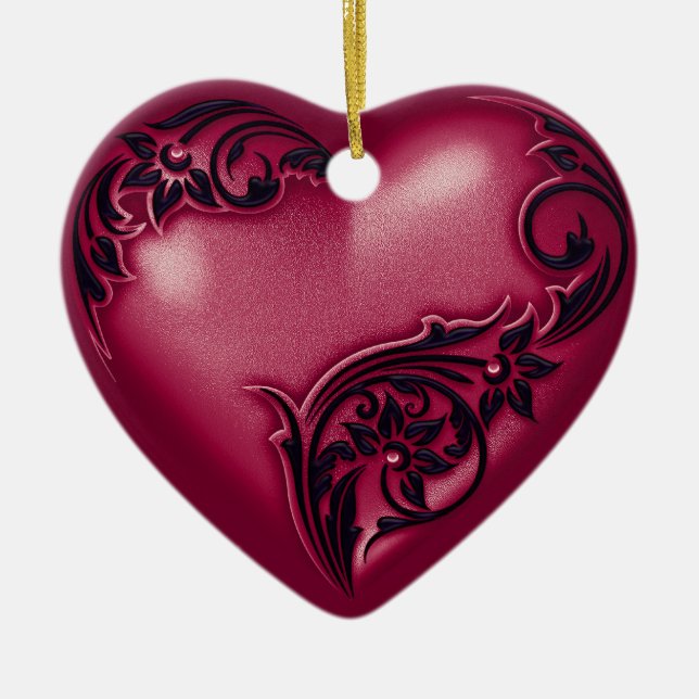 Cranberry w Black Keramik Ornament (Vorne)