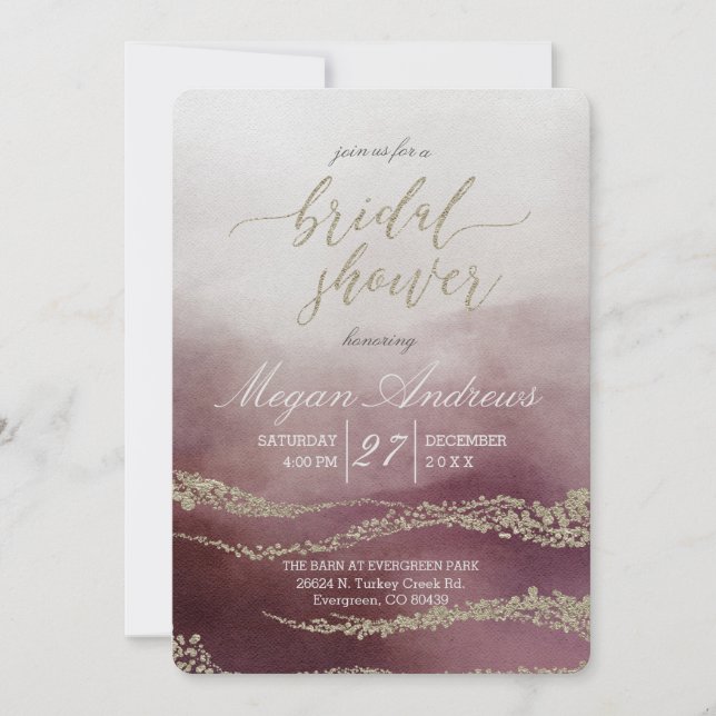 Cranberry Watercolor Invitation de la douche nupti (Devant)