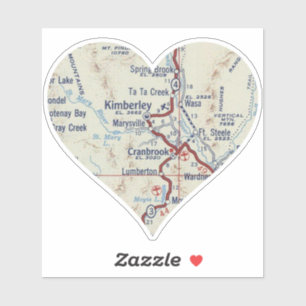 Cranbrook BC Vintag Map Aufkleber