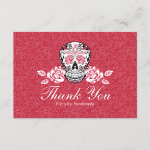 Crâne à sucre + Carte de remerciements plat Rose -