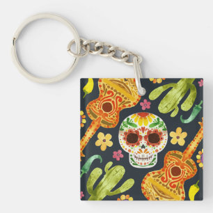 Crâne à sucre et guitares Dia de Muertos   Porte-c