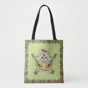Crâne à sucre et guitares Dia de Muertos Sac fou