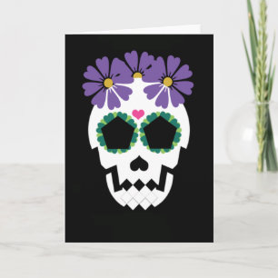 Crâne aux fleurs violettes Carte de voeux